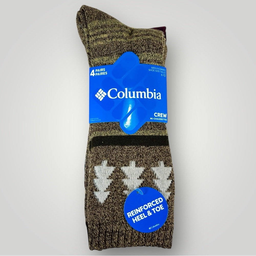 Columbia Men's 2 PAIRS Reinforced Heel & Toe Crew Socks Shoe Size 6-12